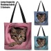 Women's Tote Shoulder Bag Fluffy Bag Polyester Shopping Daily Holiday Print Large Capacity Lightweight Durable Cat Pink Blue Green