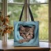 Women's Tote Shoulder Bag Fluffy Bag Polyester Shopping Daily Holiday Print Large Capacity Lightweight Durable Cat Pink Blue Green