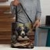 Women's Tote Shoulder Bag Canvas Tote Bag Polyester Shopping Daily Holiday Print Large Capacity Foldable Lightweight Dog Black Red Green