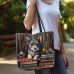 Women's Tote Shoulder Bag Canvas Tote Bag Polyester Shopping Daily Holiday Print Large Capacity Foldable Lightweight Dog Black Red Green