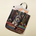 Women's Tote Shoulder Bag Canvas Tote Bag Polyester Shopping Daily Holiday Print Large Capacity Foldable Lightweight Dog Black Red Green