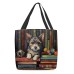 Women's Tote Shoulder Bag Canvas Tote Bag Polyester Shopping Daily Holiday Print Large Capacity Foldable Lightweight Dog Black Red Green