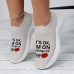 Women's Sneakers Slip-Ons Print Shoes Flyknit Shoes Outdoor Daily Slogan Flat Heel Fashion Casual Tissage Volant Blue Beige Gray