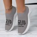 Women's Sneakers Slip-Ons Print Shoes Flyknit Shoes Outdoor Daily Slogan Flat Heel Fashion Casual Tissage Volant Blue Beige Gray