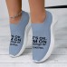 Women's Sneakers Slip-Ons Print Shoes Flyknit Shoes Outdoor Daily Slogan Flat Heel Fashion Casual Tissage Volant Blue Beige Gray