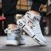 Men's Sneakers High Top Sneakers Sporty Casual Outdoor Daily PU Comfortable Slip Resistant Booties / Ankle Boots Lace-up Black and White Black / Red White / Blue Color Block Spring Fall