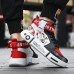 Men's Sneakers High Top Sneakers Sporty Casual Outdoor Daily PU Comfortable Slip Resistant Booties / Ankle Boots Lace-up Black and White Black / Red White / Blue Color Block Spring Fall