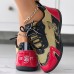 Women's Sneakers Platform Sneakers Daily Summer Embroidery Flat Heel Fashion Casual Running PU Lace-up Black Red Grey