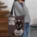 Women's Tote Shoulder Bag Canvas Tote Bag Polyester Shopping Daily Holiday Print Large Capacity Foldable Lightweight Cat Letter Dark Red Black Green