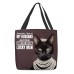 Women's Tote Shoulder Bag Canvas Tote Bag Polyester Shopping Daily Holiday Print Large Capacity Foldable Lightweight Cat Letter Dark Red Black Green