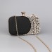 Women's Clutch Evening Bag Wristlet Polyester Party Rhinestone Chain Lightweight Durable Anti-Dust Color Block Patchwork Silver Black Gold