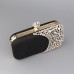 Women's Clutch Evening Bag Wristlet Polyester Party Rhinestone Chain Lightweight Durable Anti-Dust Color Block Patchwork Silver Black Gold