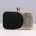 Women's Clutch Evening Bag Wristlet Polyester Party Rhinestone Chain Lightweight Durable Anti-Dust Color Block Patchwork Silver Black Gold