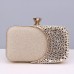 Women's Clutch Evening Bag Wristlet Polyester Party Rhinestone Chain Lightweight Durable Anti-Dust Color Block Patchwork Silver Black Gold