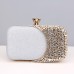 Women's Clutch Evening Bag Wristlet Polyester Party Rhinestone Chain Lightweight Durable Anti-Dust Color Block Patchwork Silver Black Gold