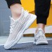 Men's Shoes Sneakers Plus Size Flyknit Shoes White Shoes Running Walking Sporty Athletic Mesh Breathable Lace-up Black White Blue Summer Spring