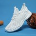 Men's Shoes Sneakers Plus Size Flyknit Shoes White Shoes Running Walking Sporty Athletic Mesh Breathable Lace-up Black White Blue Summer Spring