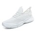 Men's Shoes Sneakers Plus Size Flyknit Shoes White Shoes Running Walking Sporty Athletic Mesh Breathable Lace-up Black White Blue Summer Spring