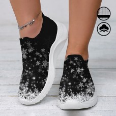 Women's Xmas Christmas Snowflake Star Black Gradient Graphic Print Lightweight and Comfortable Fly Knit Sneakers