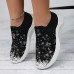 Women's Xmas Christmas Snowflake Star Black Gradient Graphic Print Lightweight and Comfortable Fly Knit Sneakers