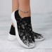 Women's Xmas Christmas Snowflake Star Black Gradient Graphic Print Lightweight and Comfortable Fly Knit Sneakers