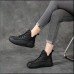 Women's Sneakers Platform Sneakers Daily Flat Heel Round Toe Vintage Sporty Casual Walking Faux Leather Lace-up Black Beige Coffee