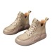 Women's Sneakers Platform Sneakers Daily Flat Heel Round Toe Vintage Sporty Casual Walking Faux Leather Lace-up Black Beige Coffee