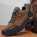 Men's Sneakers Plus Size Hiking Walking Sporty Casual Outdoor Daily Leather Mesh Slip Resistant Lace-up Green Coffee Grey Spring Fall