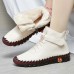 Women's Sneakers Boots Plus Size Handmade Shoes Outdoor Daily Solid Color Booties Ankle Boots Winter Flat Heel Round Toe Casual Comfort Minimalism Walking PU Lace-up Black Red Brown