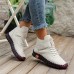 Women's Sneakers Boots Plus Size Handmade Shoes Outdoor Daily Solid Color Booties Ankle Boots Winter Flat Heel Round Toe Casual Comfort Minimalism Walking PU Lace-up Black Red Brown