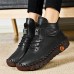 Women's Sneakers Boots Plus Size Handmade Shoes Outdoor Daily Solid Color Booties Ankle Boots Winter Flat Heel Round Toe Casual Comfort Minimalism Walking PU Lace-up Black Red Brown