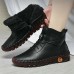 Women's Sneakers Boots Plus Size Handmade Shoes Outdoor Daily Solid Color Booties Ankle Boots Winter Flat Heel Round Toe Casual Comfort Minimalism Walking PU Lace-up Black Red Brown