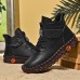 Women's Sneakers Boots Plus Size Handmade Shoes Outdoor Daily Solid Color Booties Ankle Boots Winter Flat Heel Round Toe Casual Comfort Minimalism Walking PU Lace-up Black Red Brown