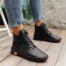 Women's Sneakers Boots Plus Size Handmade Shoes Outdoor Daily Solid Color Booties Ankle Boots Winter Flat Heel Round Toe Casual Comfort Minimalism Walking PU Lace-up Black Red Brown