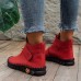 Women's Sneakers Boots Plus Size Handmade Shoes Outdoor Daily Solid Color Booties Ankle Boots Winter Flat Heel Round Toe Casual Comfort Minimalism Walking PU Lace-up Black Red Brown