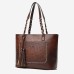 Women's Tote Shoulder Bag Tote PU Leather Office Daily Going out Tassel Large Capacity Solid Color Black Red Light Brown