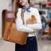 Women's Tote Shoulder Bag Tote PU Leather Office Daily Going out Tassel Large Capacity Solid Color Black Red Light Brown