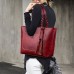 Women's Tote Shoulder Bag Tote PU Leather Office Daily Going out Tassel Large Capacity Solid Color Black Red Light Brown