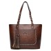 Women's Tote Shoulder Bag Tote PU Leather Office Daily Going out Tassel Large Capacity Solid Color Black Red Light Brown