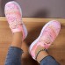 Women's Pink Gradient Graphic Print Sparkling Rhinestones Soft and Highly Elastic Lace-up Fly Knit Sneakers