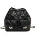 Women's Shoulder Bag Backpack PU Leather Daily Chain Large Capacity Waterproof Anti-Dust Geometric Wine Black Beige