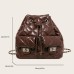 Women's Shoulder Bag Backpack PU Leather Daily Chain Large Capacity Waterproof Anti-Dust Geometric Wine Black Beige