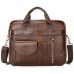 Men's Laptop Bag Briefcase Top Handle Bag Nappa Leather Cowhide Office & Career Zipper Plain Black Coffee