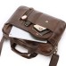 Men's Laptop Bag Briefcase Top Handle Bag Nappa Leather Cowhide Office & Career Zipper Plain Black Coffee