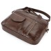 Men's Laptop Bag Briefcase Top Handle Bag Nappa Leather Cowhide Office & Career Zipper Plain Black Coffee