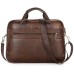 Men's Laptop Bag Briefcase Top Handle Bag Nappa Leather Cowhide Office & Career Zipper Plain Black Coffee