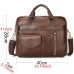 Men's Laptop Bag Briefcase Top Handle Bag Nappa Leather Cowhide Office & Career Zipper Plain Black Coffee