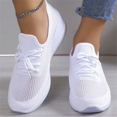 Women's Sneakers Height Increasing Shoes Outdoor Daily Solid Color Summer Wedge Heel Round Toe Sporty Casual Comfort Running Walking Tissage Volant Elastic Band Black White Apricot