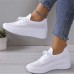 Women's Sneakers Height Increasing Shoes Outdoor Daily Solid Color Summer Wedge Heel Round Toe Sporty Casual Comfort Running Walking Tissage Volant Elastic Band Black White Apricot