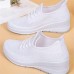 Women's Sneakers Height Increasing Shoes Outdoor Daily Solid Color Summer Wedge Heel Round Toe Sporty Casual Comfort Running Walking Tissage Volant Elastic Band Black White Apricot